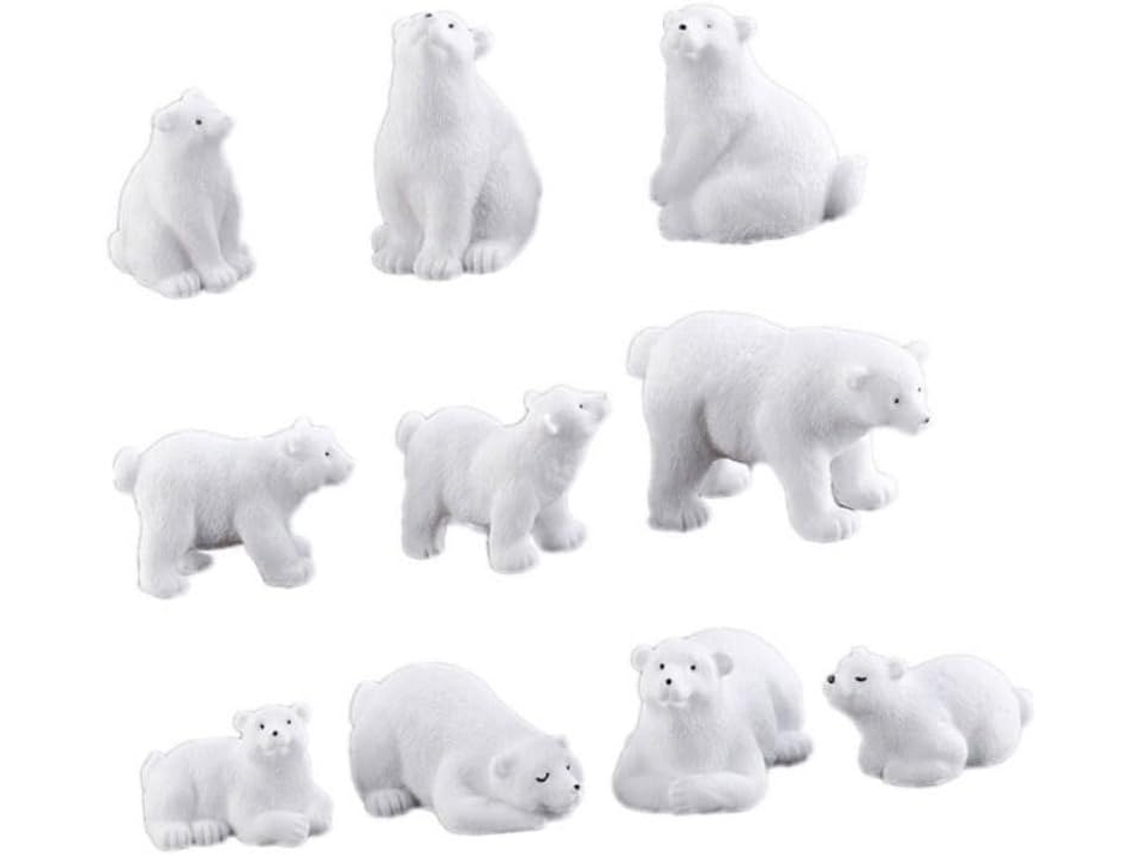 11 Piezas Mini Adornos De Oso Polar Paisaje En Miniatura Pequeño Top
