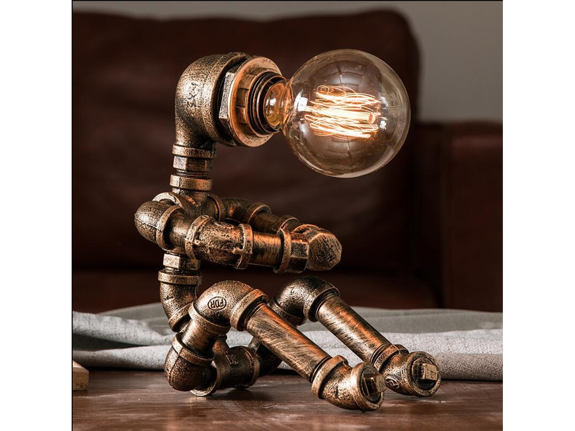 Luminária De Mesa Em Metal Estilo Retrô-industrial, Iluminação Para Sala De Estar E Quarto, Abajur Com Soquete Em Bronze