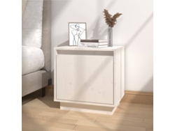 Mesita de Noche 40X30X40 Cm Madera de Pino Maciza Blanco