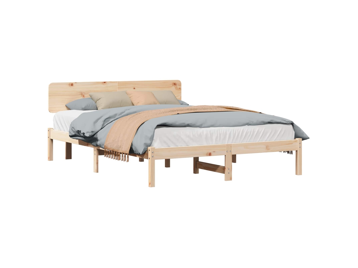 Maison Exclusive - Estructura De Cama Natural 150 X 200 Cm Madera De Pino Macizo
