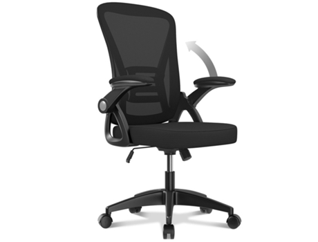 Silla De Oficina, De Escritorio Ergonómica, Regulable En Altura, Giratoria Para Ordenador Con Respaldo Transpirable Y Reposabrazos Plegables NASPAL...