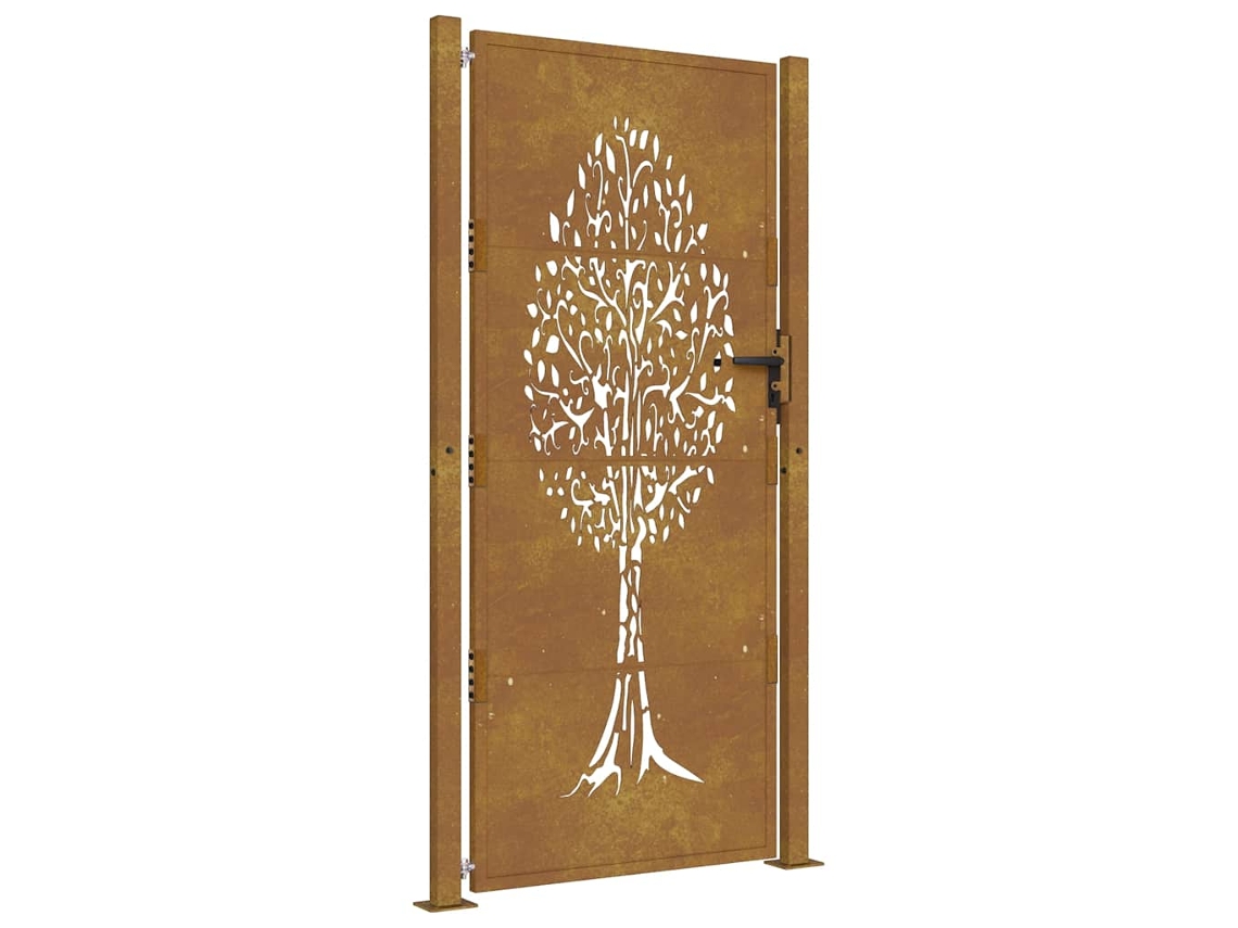 Maison Exclusive - Puerta De Jardín 100x200 Cm De Acero Corten Con Diseño De Árbol