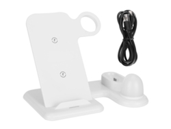 Cargador Inalámbrico 4 En 1 Blanco Multifuncional Para Teléfonos, Relojes Y Auriculares Soporte