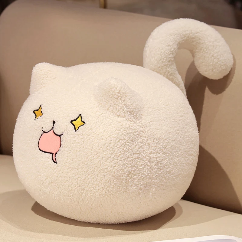 (blanco, 35 Cm) Cojín De Pelota Con Forma De Gato De Dibujos Animados Para Adultos, Cojín Para Sofá, Almohada Adorable