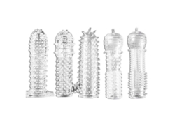 5pcs Fundas Extensibles Condones Puntos Ribetes Elásticos Tpe Suaves Suministros Parejas Adultas