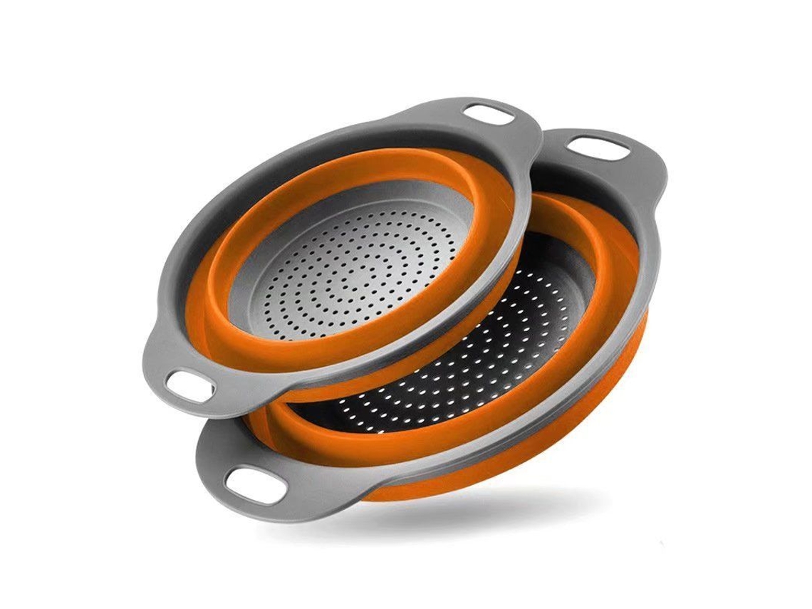 Colador plegable Rebe, 2 piezas, 4 litros, grande, para pasta, frutas y verduras, utensilio de cocina, naranja.