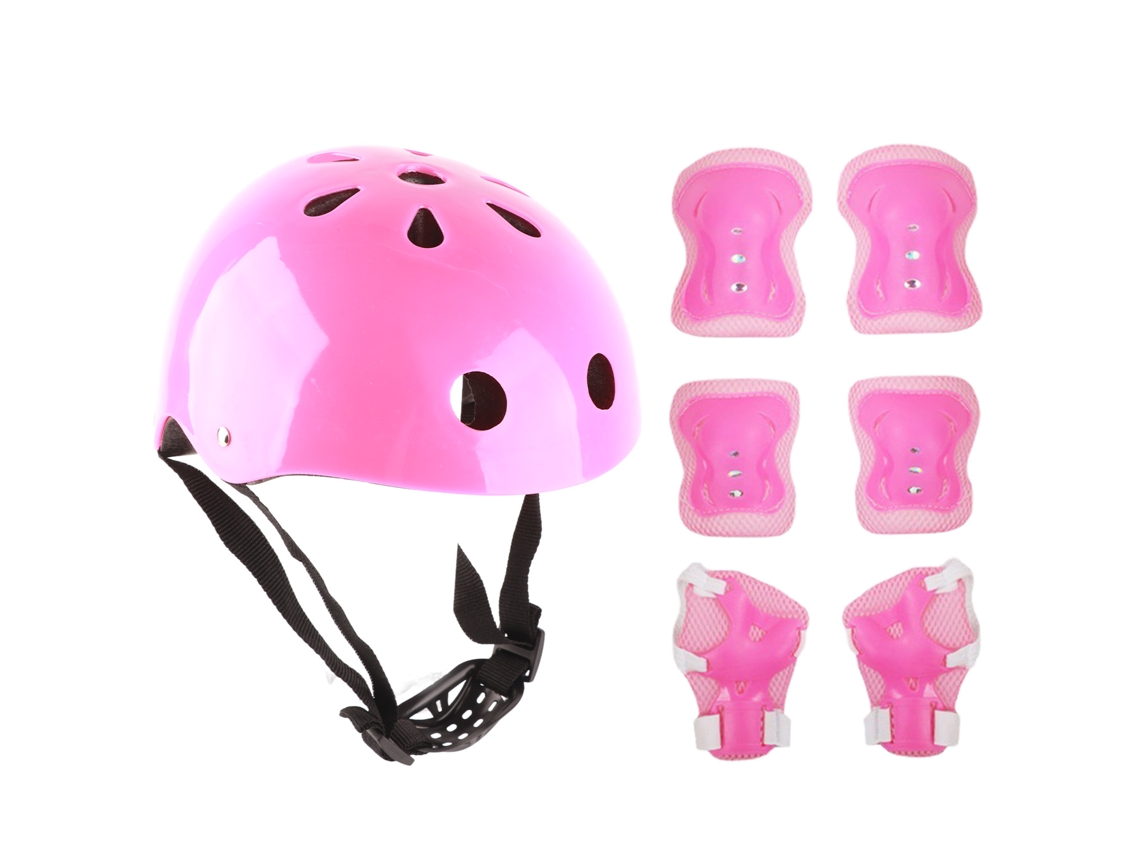 Rebe-casco Y Equipo De Protección Para Niños Rodilleras Codos Espuma Para Patinaje Scooter Carro De Equilibrio Rosa