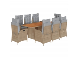 Maison Exclusive - Set Comedor De Jardín 9 Pzas Con Cojines Ratán Sintético Beige
