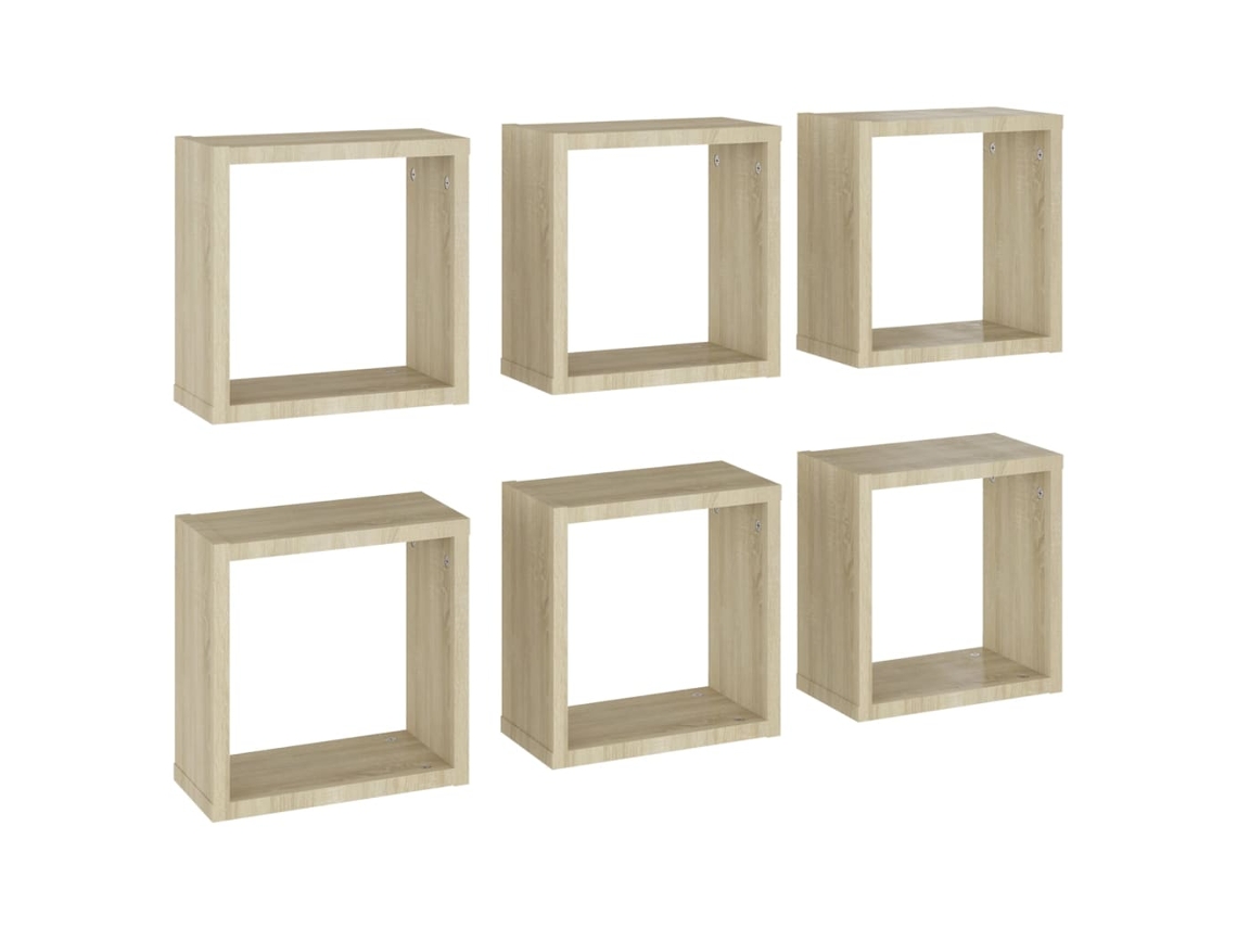 Conjunto 6 Estante de cubo VIDAXL Marrón Madera contrachapada