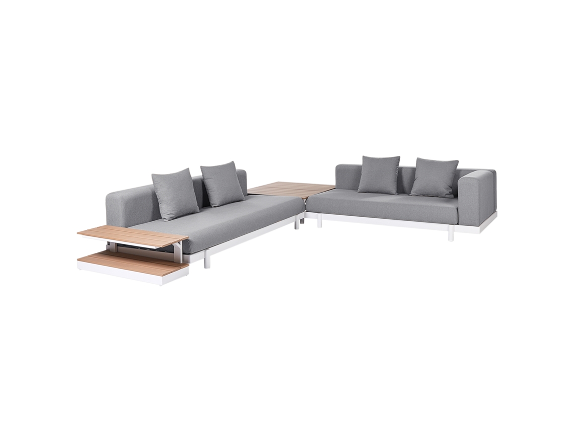 Conjunto de Exterior Moderno com Mesas de Apoio BELIANI Missanello de Poliéster Branco 320X190X61