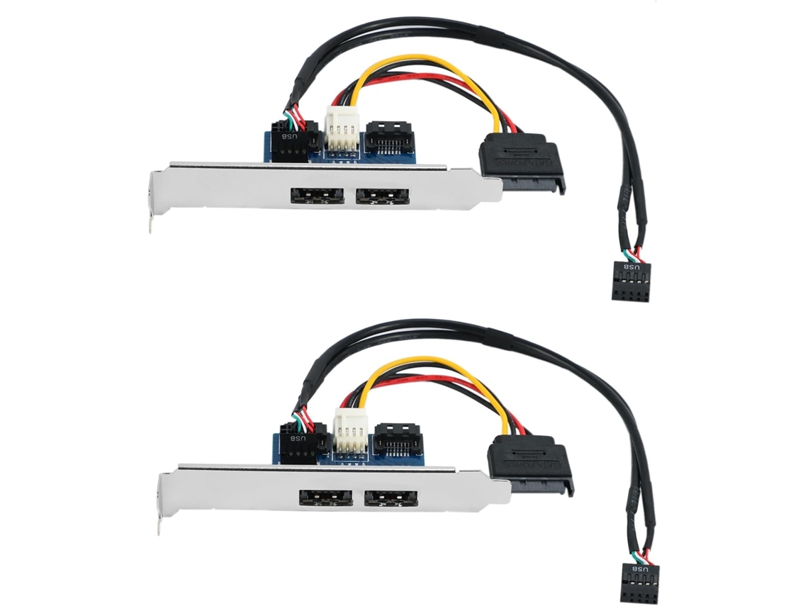 Adaptador De 2 Puertos Usb Esata, Doble Alimentación Sata A Tarjeta De Conversión De Expansión De 5v/12v