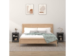 Mesitas de Noche LOVELY HOME Mesinha 2 Pcs 40X35X55 Cm Pinho Maciço Cinzento