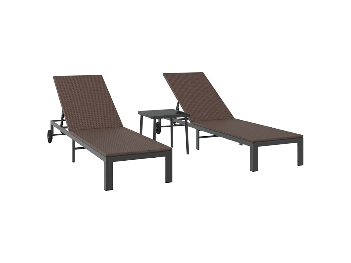 Maison Exclusive - Tumbona 2-persona 3 Pcs Marrón Ratán Sintético