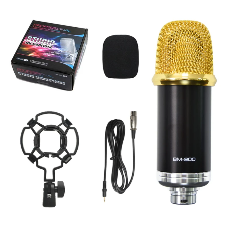 Micrófono De Condensador (dorado) Para Estudios De Grabación De Karaoke Y Transmisiones En Vivo.