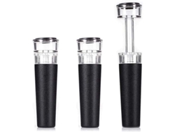 Juego De 3 Tapones De Silicona Para Vino Con Bomba De Vacío Para Conservar El Vino Fresco.
