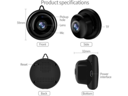 Minicámara espía Bestvite Wifi HD 1080P con visión nocturna y comunicación bidireccional (negra)