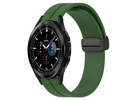Correa de reloj inteligente para Samsung Galaxy Watch4 Classic 42 mm 20 mm Correa de reloj de silicona con cierre magnético de color sólido (verde ...