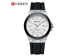 Reloj Deportivo Para Hombre Con Correa De Caucho, Calendario, Movimiento De Cuarzo Y Esfera Grande (correa Negra, Caja Plateada, Esfera Blanca).