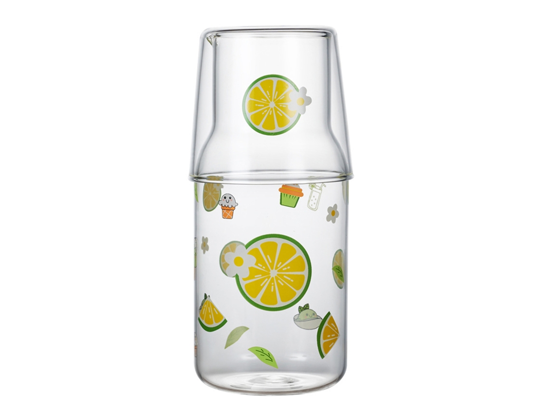 Juego de botella de agua fría para una persona, jarra para bebidas, taza de té helado y vidrio de borosilicato KOFIHETY