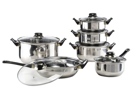 Batería de Cocina HI (Acero Inoxidable - 12 Piezas)