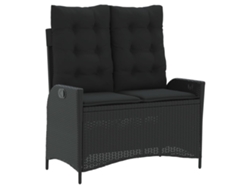 Maison Exclusive - Banco de jardín reclinable con cojines y mimbre negro