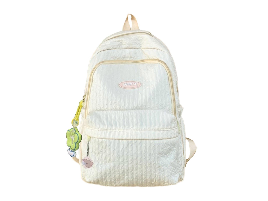 Mochila japonesa bonita para mujeres y niñas, mochila informal para la escuela, viajes y libros, blanca.