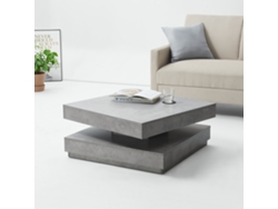 Mesa de centro Florenz con tablero giratorio 76x76x38 cm - Efecto hormigón [en.casa]