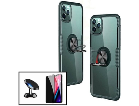 Kit Funda, Soporte y Protector de Cristal Templado iPhone XS Max Clear Armor Transparente y Negro