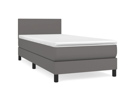 VIDAXL Cama con somier (Gris - Cuero artificial - 193 x 90 x 88 cm)