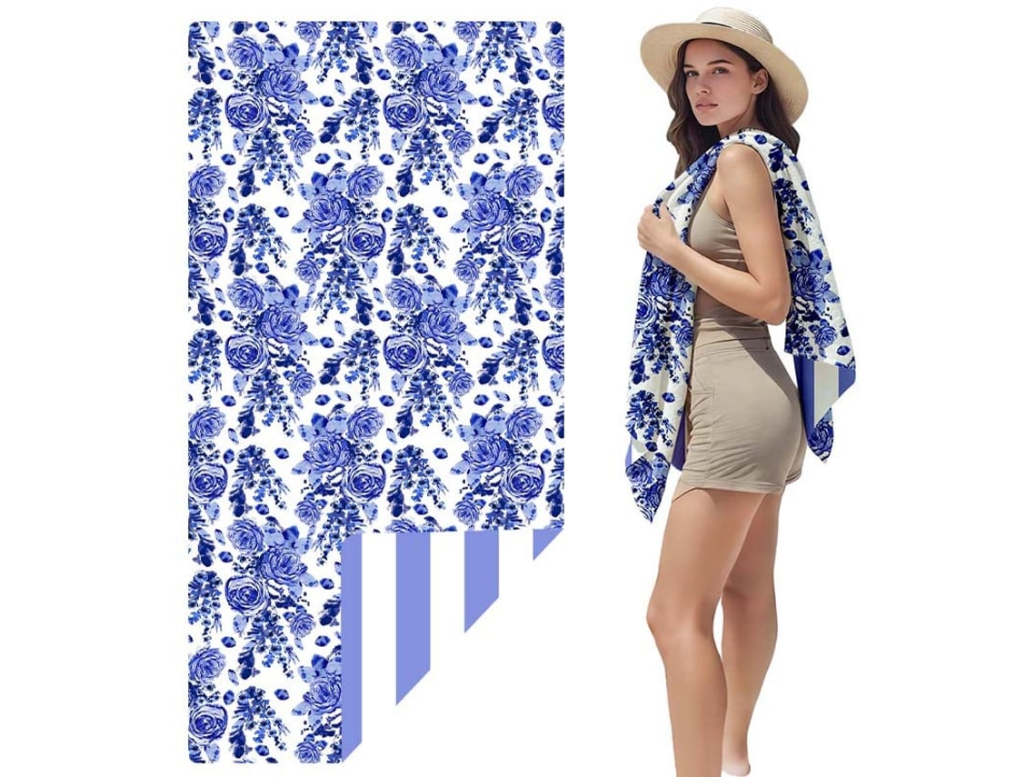 Toalla de playa de microfibra a rayas Yuysan, de alta absorción y secado rápido, 160 x 80 cm, modelo Smy03, color azul.