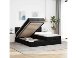Estructura De Cama Otomana Con Colchones Tela Negra 200x200cm