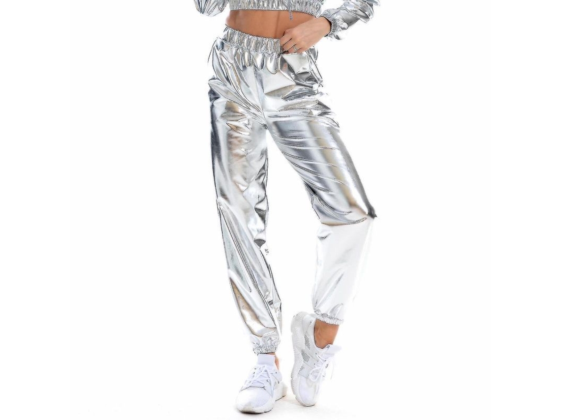 2026-pantalones Casual Holográficos Para Mujer Srbtv Moda Streetwear Cool Brillante Para Club Y Uso Diario