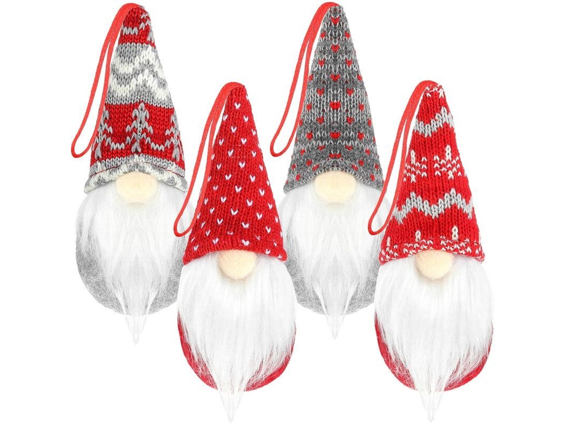 4 Adornos Navideños De Peluche Hechos A Mano Con Forma De Gnomo Para El Árbol De Navidad - Suecia