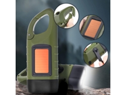 Linterna LED recargable manual, con energía solar, color verde militar, ABS. Tommy01