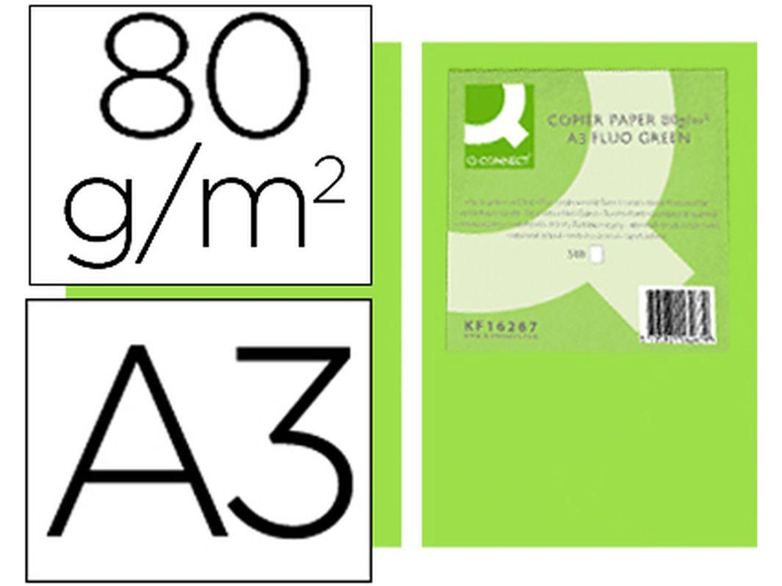 Papel Color Q Connect Din A3 80Gr Verde Neón Pack De 500 Hojas