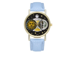 Reloj De Pulsera Unisex De Cuero Con Movimiento De Cuarzo (azul Claro)