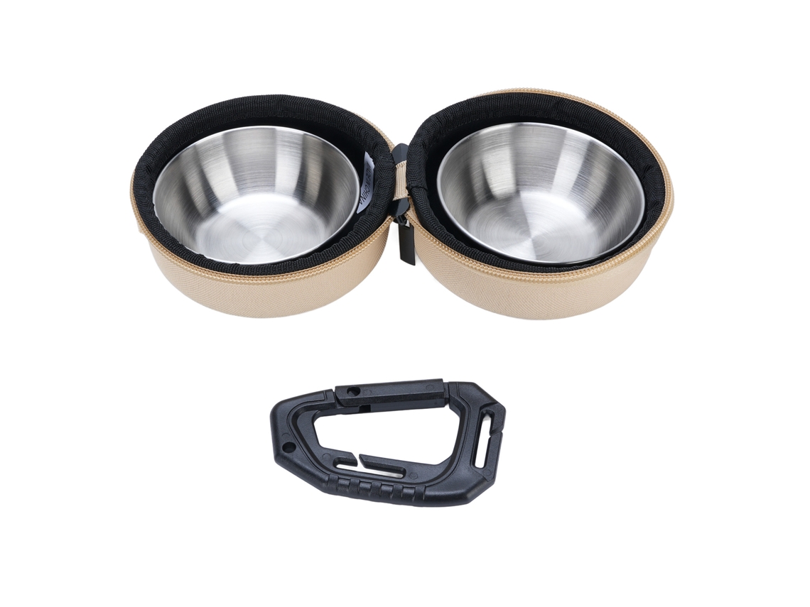 Bandejas plegables portátiles de acero inoxidable dobles para perros con bolsa de viaje de EVA