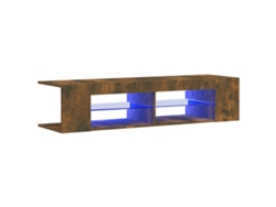 Mueble de TV con luces LED, color Roble Ahumado, MAISON EXCLUSIVE, 135x39x30 cm