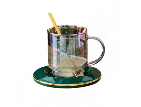 Taza XGF Copa de cristal colorida creativa Taza de vino de vino Whisky Vidrio Taza de té de vidrio y platillos Conjuntos Transparentes Tamits Tazas...