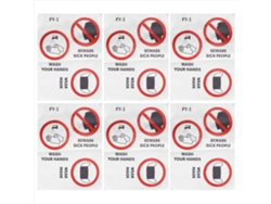 2026-6pcs Adhesivos De Pared De Advertencia En Inglés Para Hospital Empresa Escuela Recordatorio De Seguridad