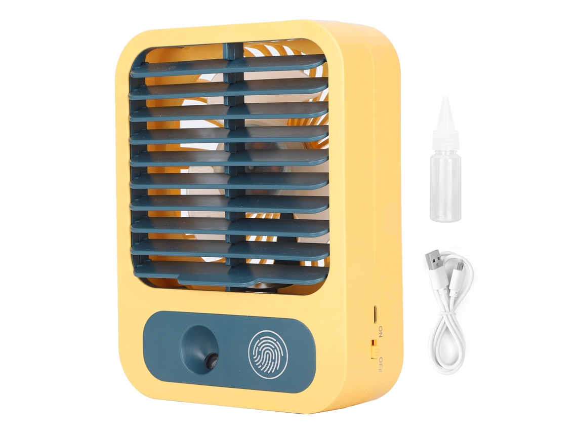 Ventilador De Mesa Portátil Recargable Por Usb Con Rociador D893-1 Amarillo