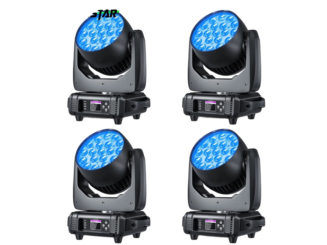 4 focos LED móviles con cabezal, múltiples modos, iluminación de efectos para fiestas, alto brillo, color negro, enchufe europeo.