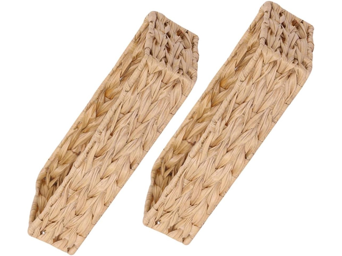 Juego de 2 cestas de almacenamiento cuadradas tejidas a mano para baño y cocina, organizador Vayotoy