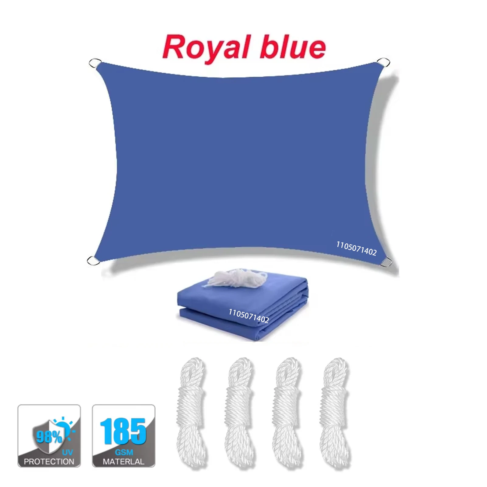 (azul Real, 300x600cm) Vela De Sombra Impermeable, Resistente A Los Rayos Uv, Adecuada Para Patios, Jardines, Terrazas, Etc., Con Anilla En D.