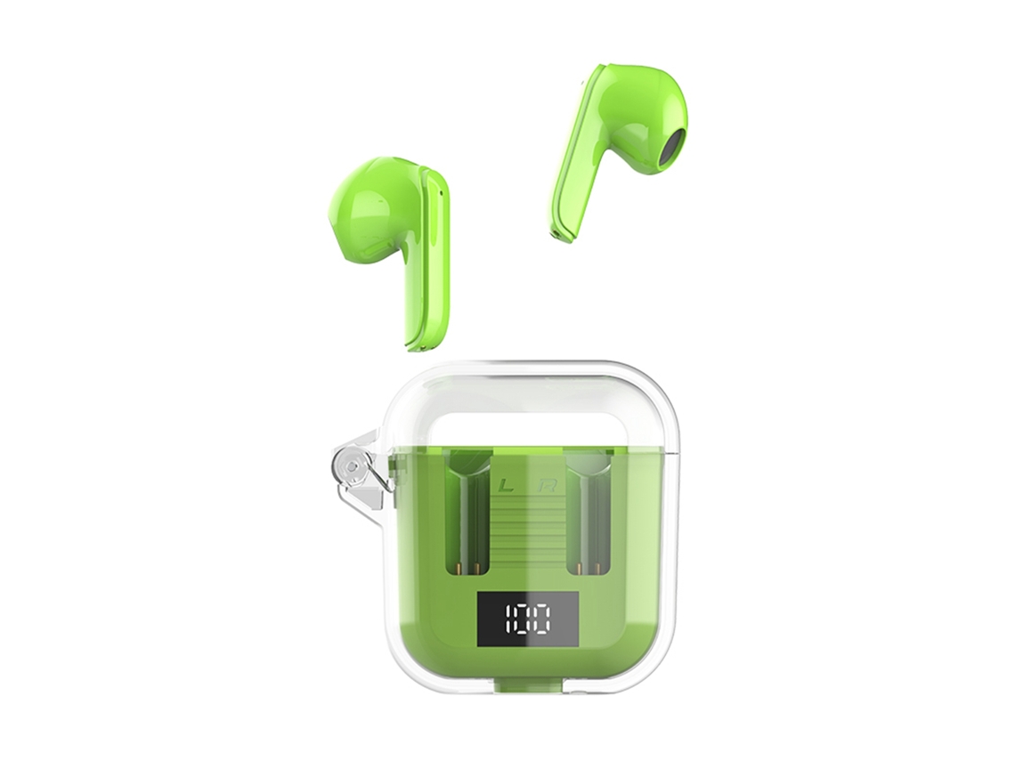 Auriculares Inalámbricos Bluetooth 5.3 Con Estuche De Carga, Sonido Potente, Batería De Larga Duración, Color Verde Claro.