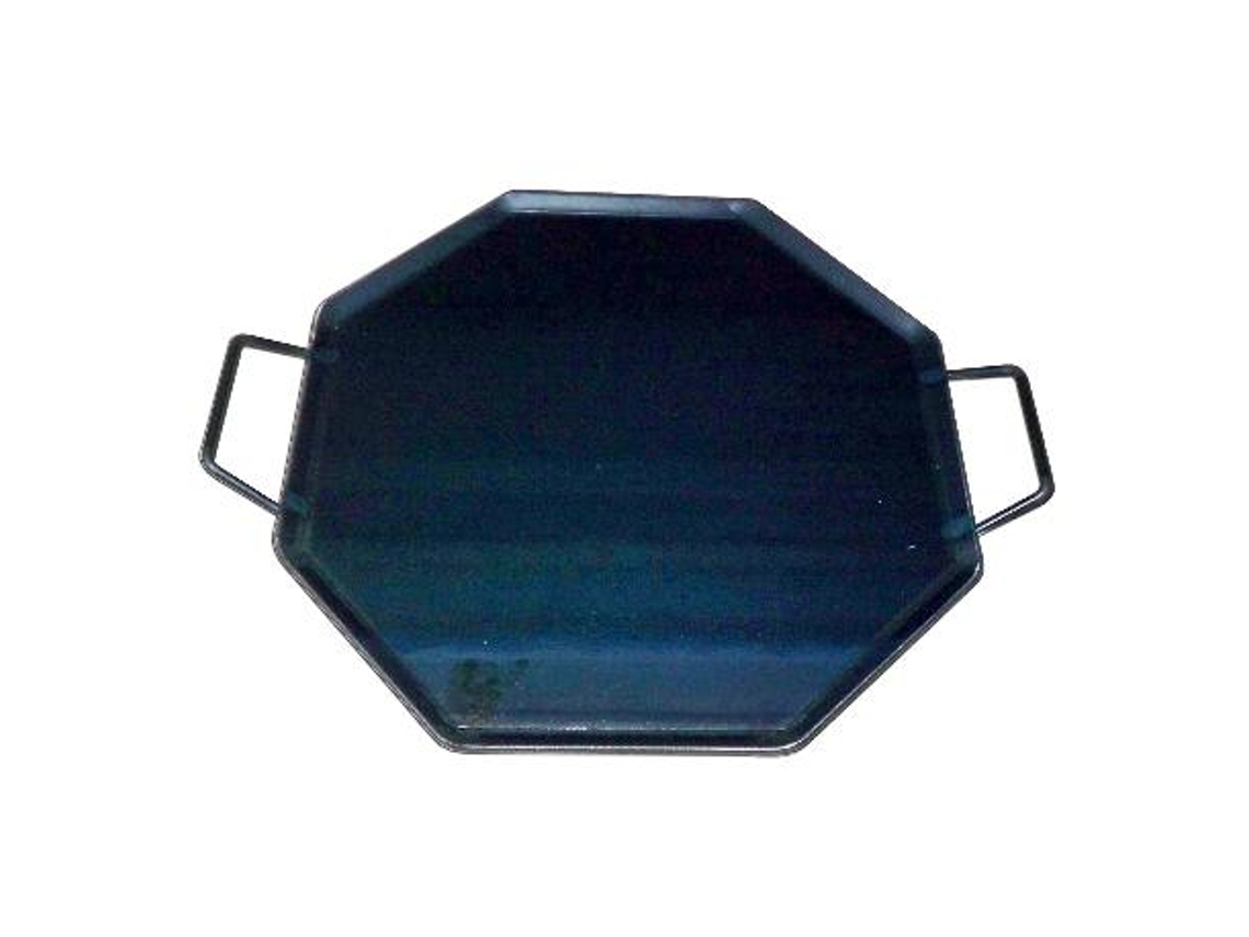 Plancha asar acero 4 mm con 2 asas de metal octogonal 40 x 40