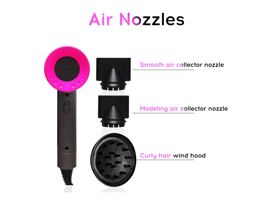 Secador De Pelo Desplegable Con Enfoque De Aire, Moldeo Rápido, Ajuste De Viento Y Cuidado Con Iones Negativos