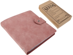 Organizador De Semillas Con Cubierta De Piel Sintética, Carpeta De Anillas Y Sobres Transparentes.