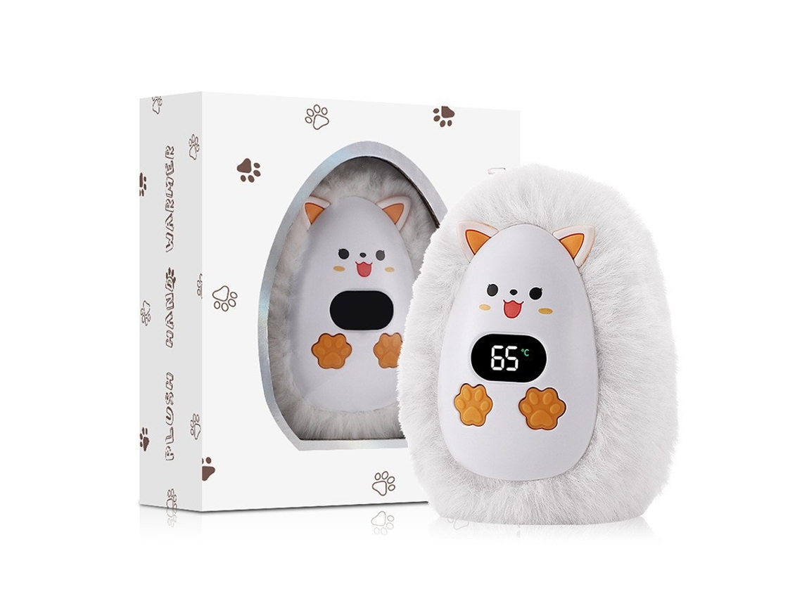 Calentador de manos portátil de peluche con diseño de dibujos animados, 3 niveles de temperatura ajustables, para uso en interiores y exteriores. Chrui (zorro pequeño)