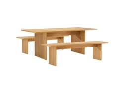 ALMA Conjunto de mesa y 2 bancos de 180 cm de estilo escandinavo HAPPY GARDEN